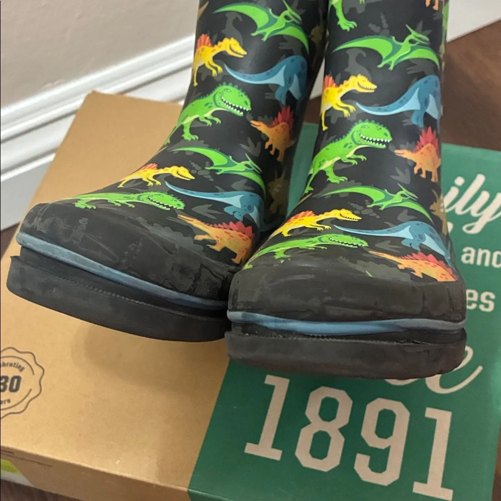 WESTERN CHIEF Kids DINO WORLD Rain Boots PULL ON Colorful Dinosaur Print SZ 2